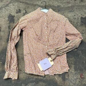 Vintage Film Costume 40s 50s Does Victorian Antique Style Pink Calico Blouse S